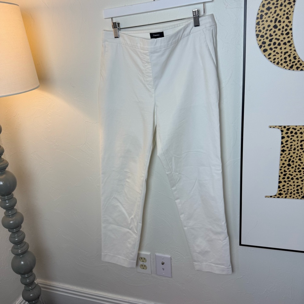 Theory White Slim Fit Stretch Pants - Size 10 NWOT
